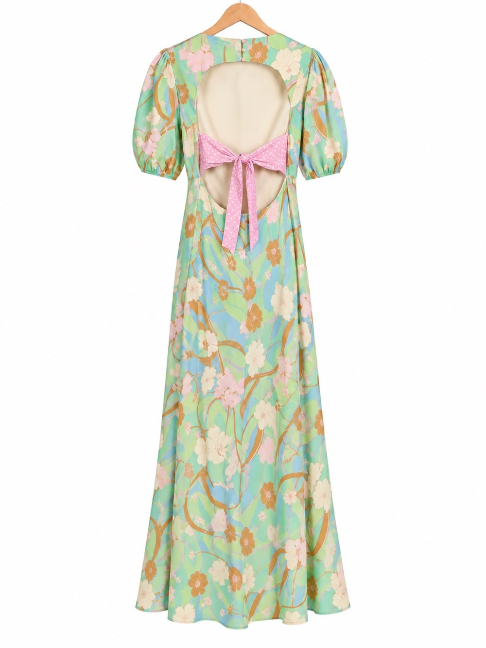 RIXO Steph Pastel Hibiscus Wave Open Back Maxi Dress L US 10 - Picture 4 of 11